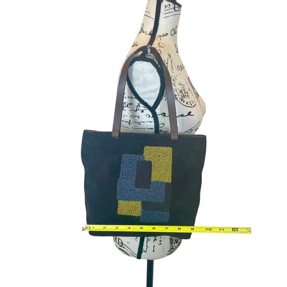 LAMARTHE PARIS TOTE SUEDE BROWN EMBROIDERED DETAILS MADE IN ITALY VERSATILE - Picture 4 of 16